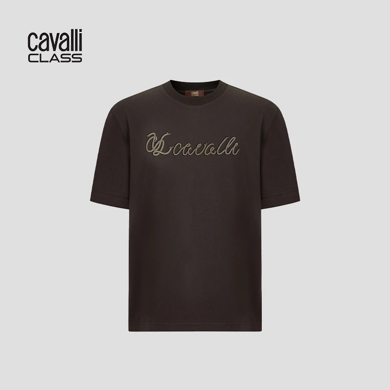 Cavalli Class25夏男士高级感阔版短袖T恤经典款logo100棉 RWC404