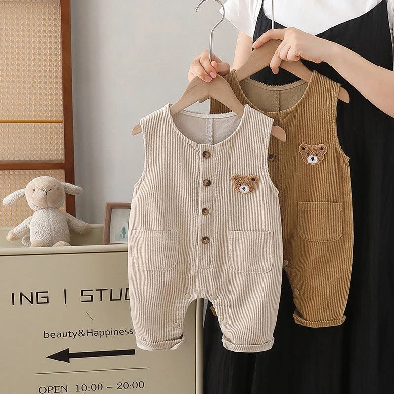 2025春秋款女童背带裤洋气可爱婴儿宝宝连体裤背心式不掉肩可开扣