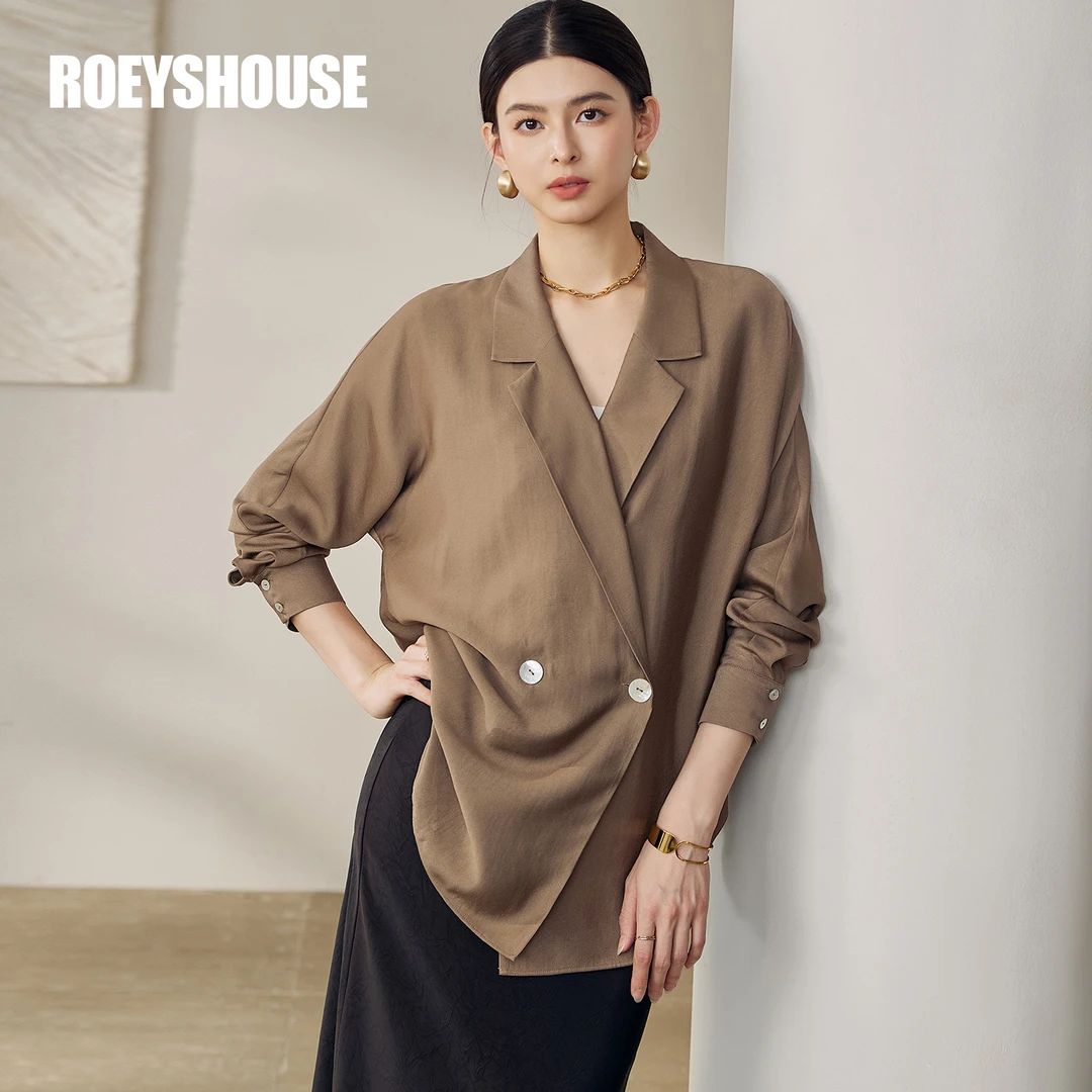 【RH】罗衣气质纯色蝙蝠袖衬衫2025秋季新款通勤简约宽松上衣12607