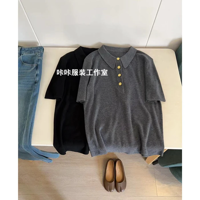 REKAYYAT“布朗尼”绵羊毛韩系休闲时尚百搭简约纯色翻领针织衫