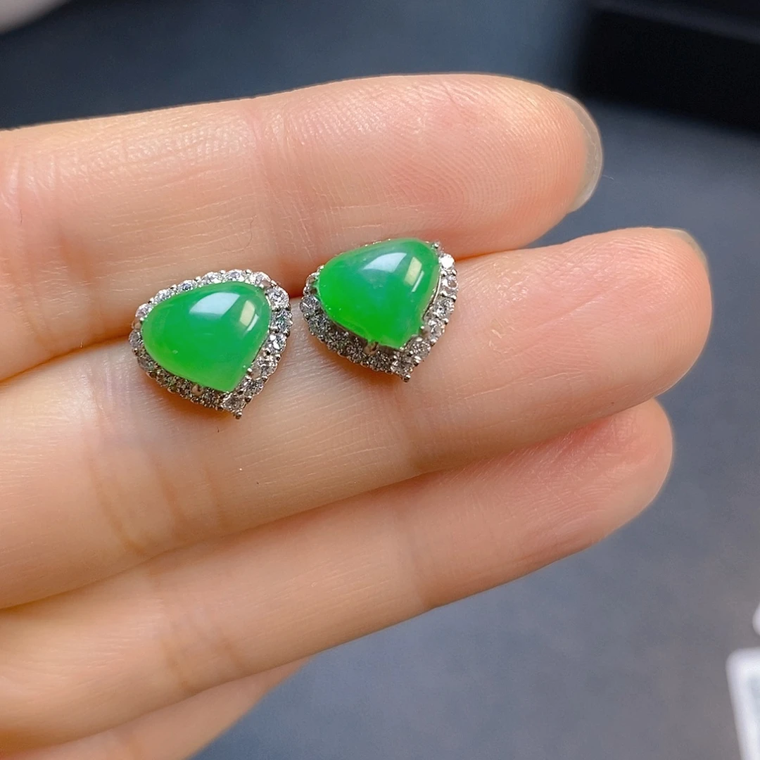 翡翠银S925镶嵌耳饰