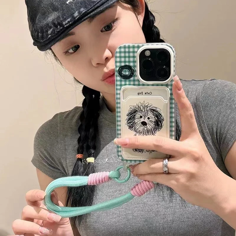 适用于苹果华为OPPO/VIVO卡包壳可爱炸毛小狗/女/小米IQOO手机壳