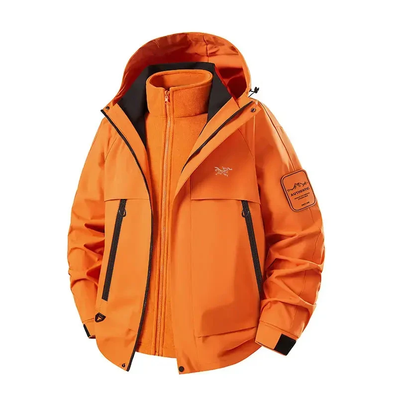 【奥特莱斯】印花N家三合一户外情侣秋冬防风防水冲锋衣夹克外套