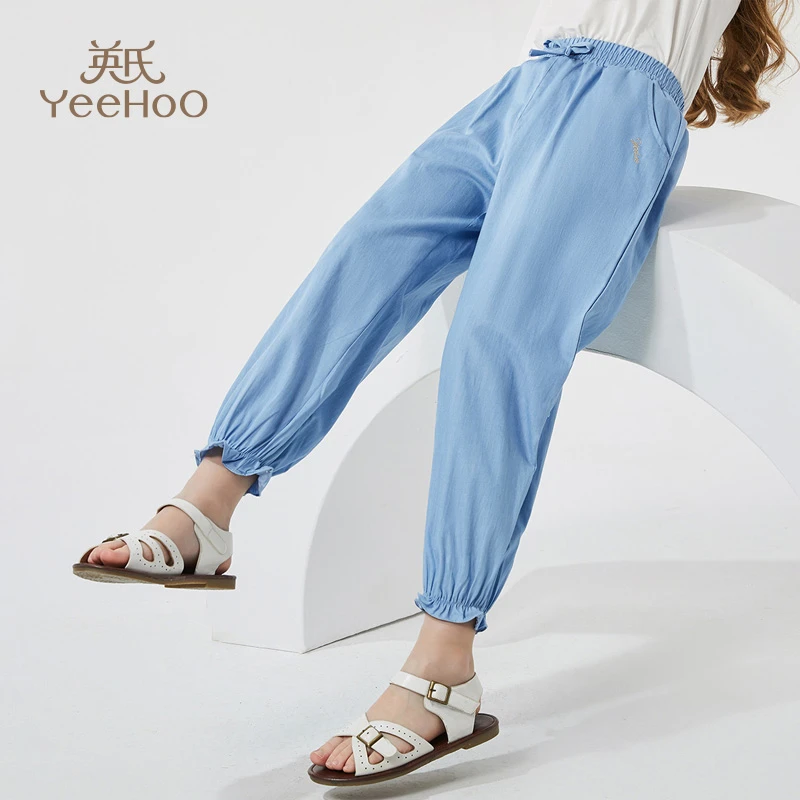 英氏【夏季九分裤】女童裤子儿童休闲裤夏季薄款舒适九分裤中大童