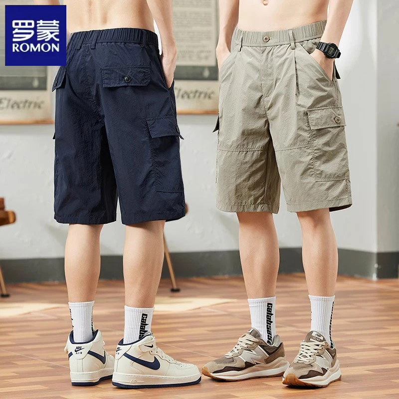 罗蒙潮流男士冰丝休闲短裤2025夏季薄款透气百搭宽松工装裤子男款