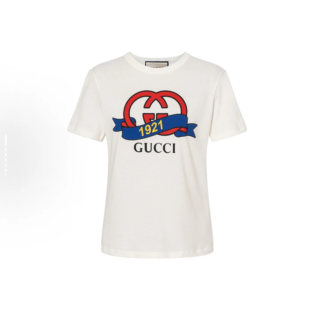 未使用 GUCCI/古驰 1921百年系列 GG大logo  男女同款  白 T  T恤