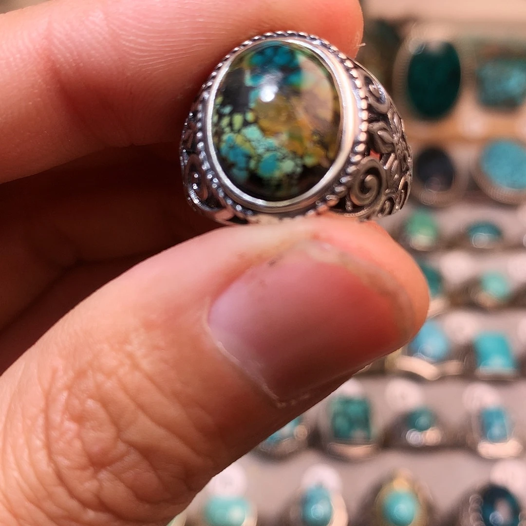 绿松石挂件银S925镶嵌