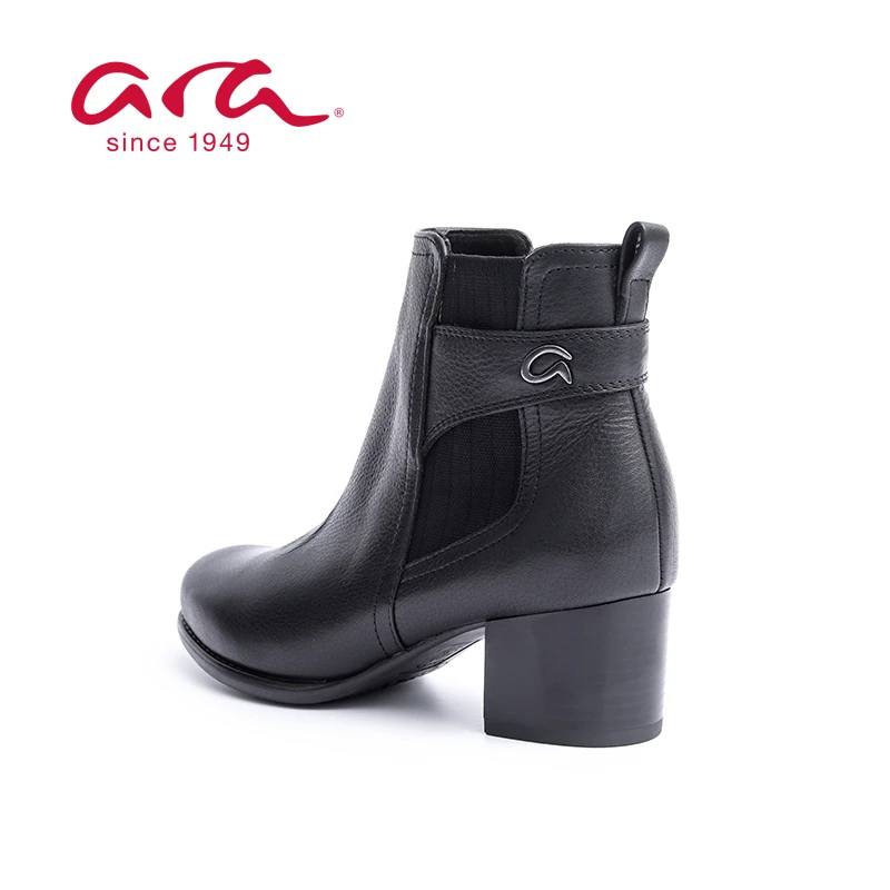 ara鹦鹉牛皮女靴真皮粗跟靴子22A16905短靴秋冬