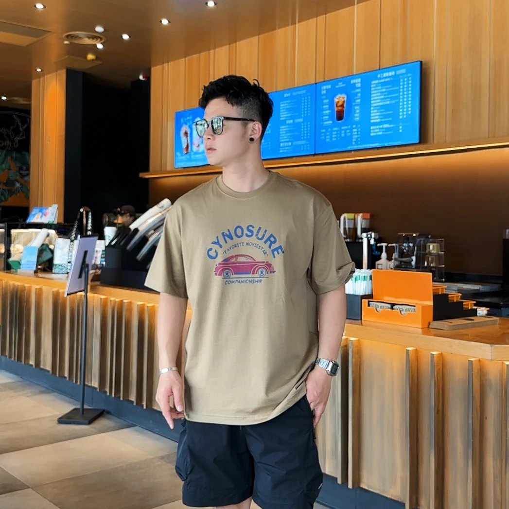 【衣工男】夏季休闲短袖落肩袖T恤男士上衣时尚潮流圆领 DKD138 BY