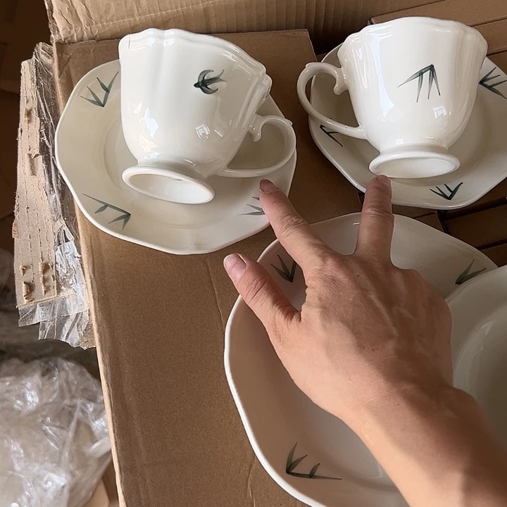 瓷片默认瑕疵商品山竹杯碟