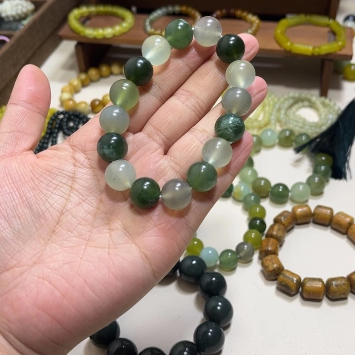 蛇纹石玉未镶嵌手链卡14