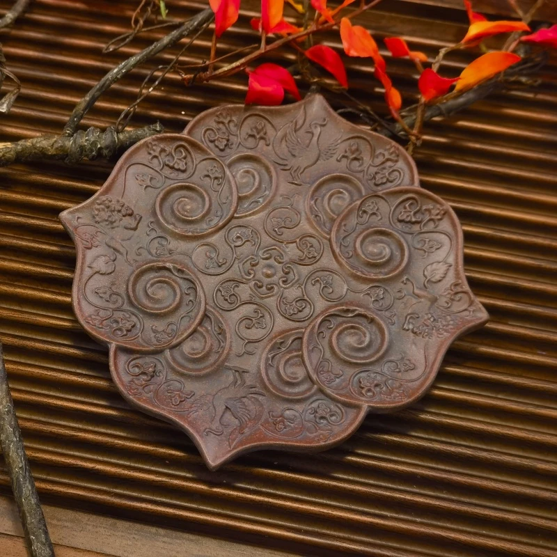 【宜兴原矿】铁血红纱全手工紫砂壶承 瑞兽祥云纹！