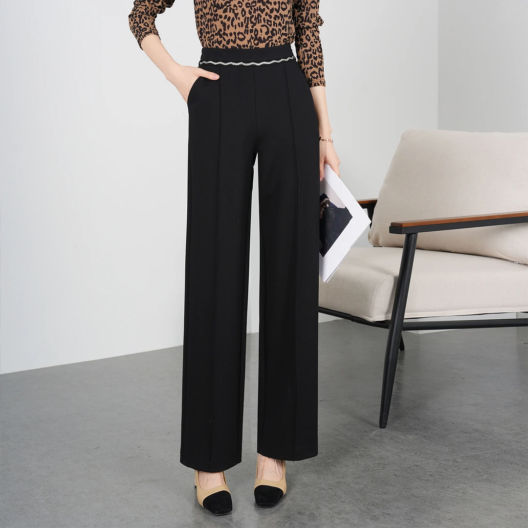 【春季上新】洋气纯色小众设计感高腰百搭休闲直筒裤AQ2876