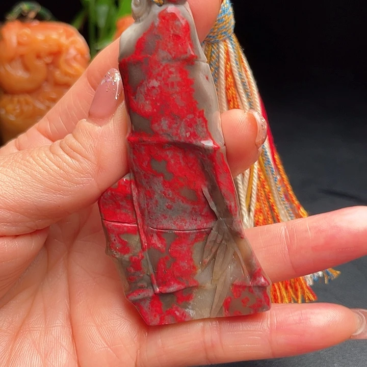 鸡血石同*昌化鸡血石冻地把件