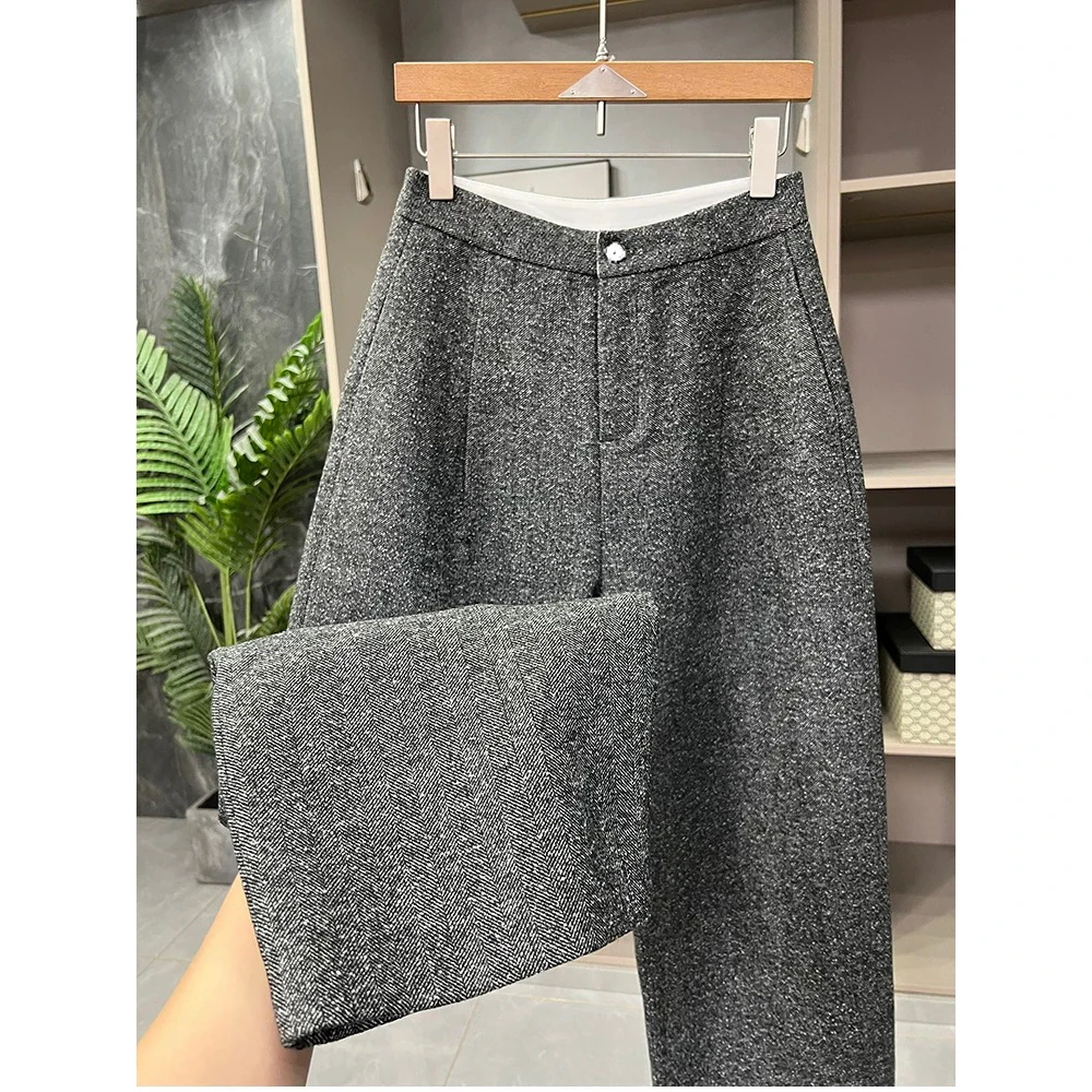 诗妮歌25新年高定 | 【黑松露】高奢老钱雪花直筒裤加厚保暖