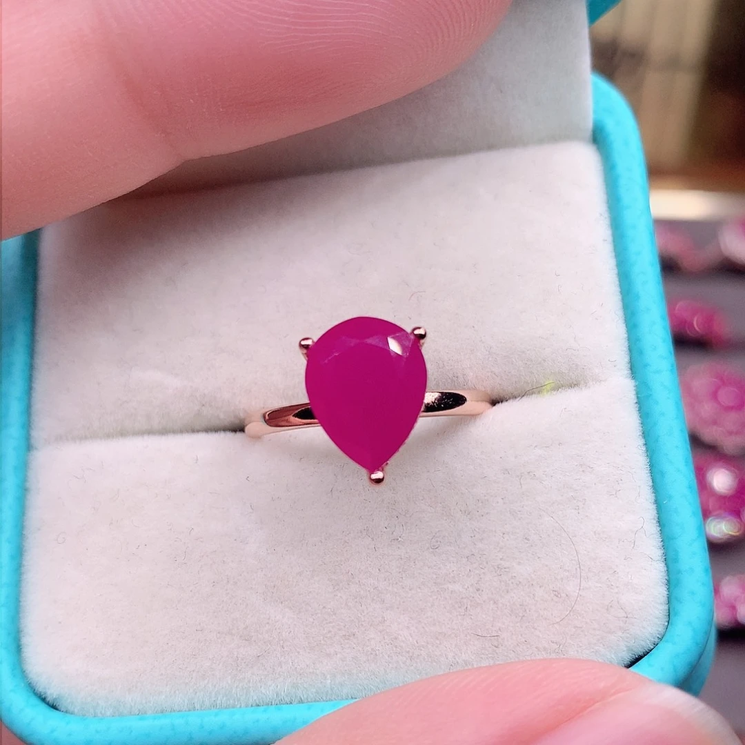 红宝石戒指银S925镶嵌