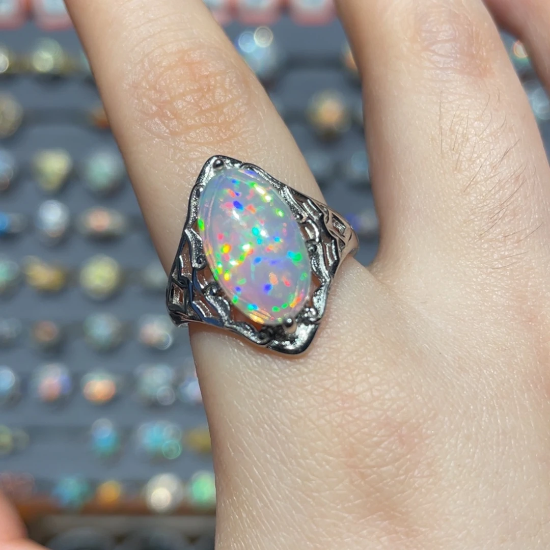 欧泊银S925镶嵌欧泊戒指