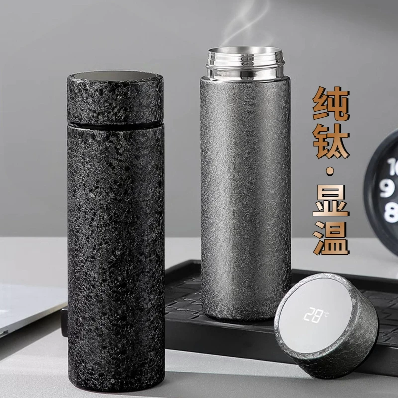 纯钛保温杯情侣智能显温高档商务礼盒茶水分离杯便携新款水杯子
