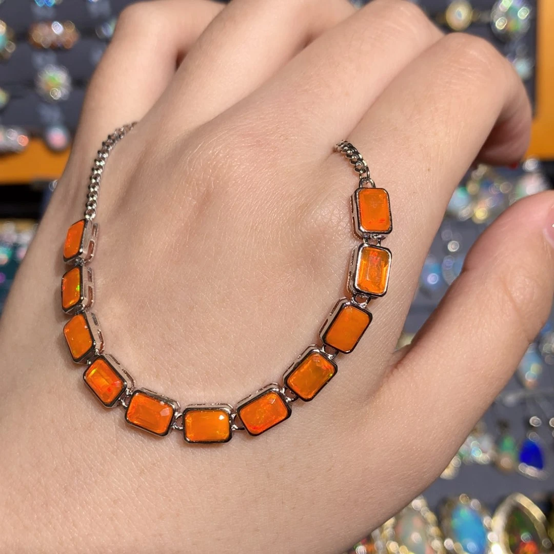 银S925镶嵌欧泊欧泊手链y