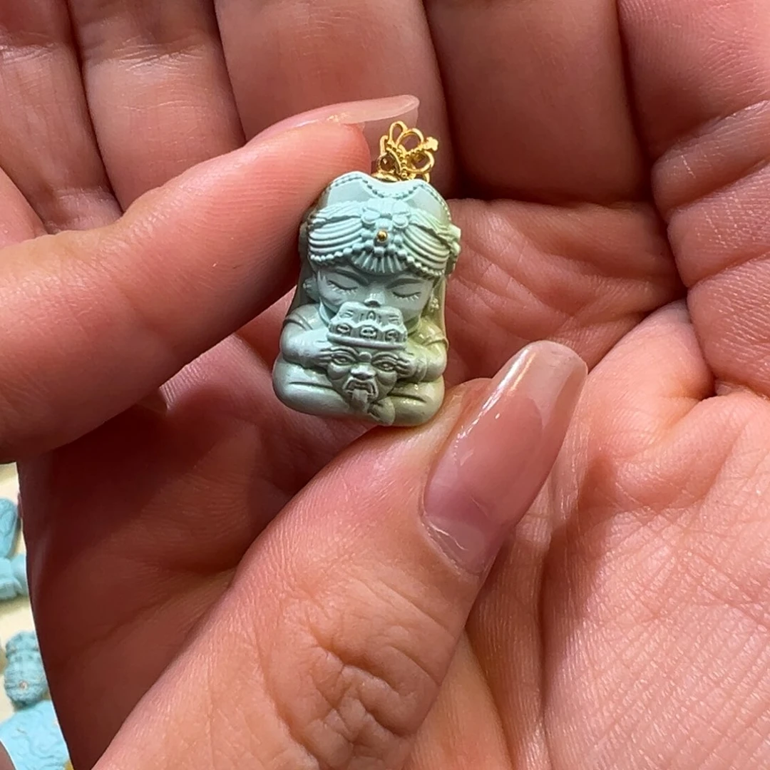 绿松石18K金镶嵌配件吊坠