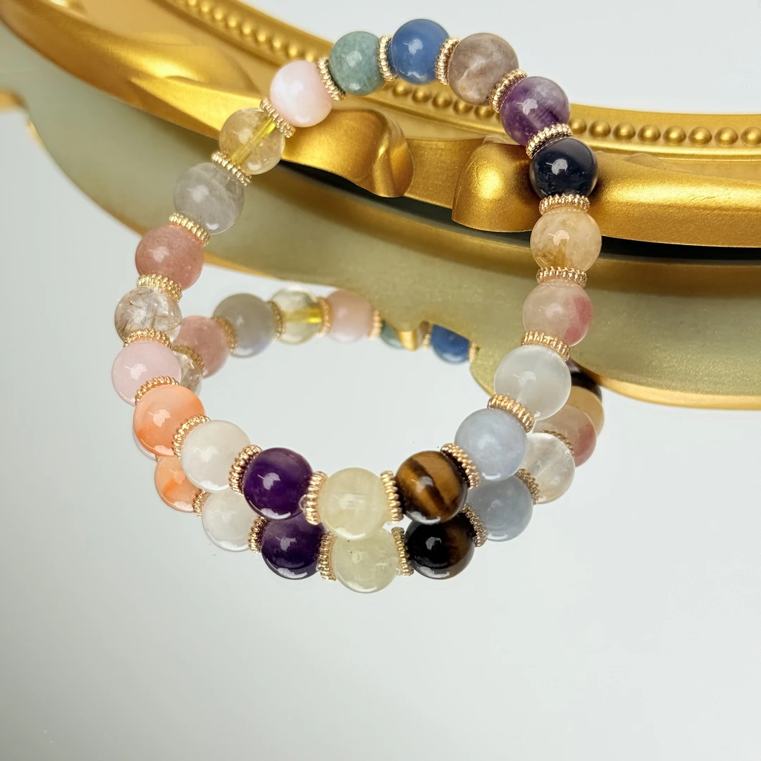 【多宝福包】紫水晶黄水晶等水晶手串8mm面小仙多样性发其一