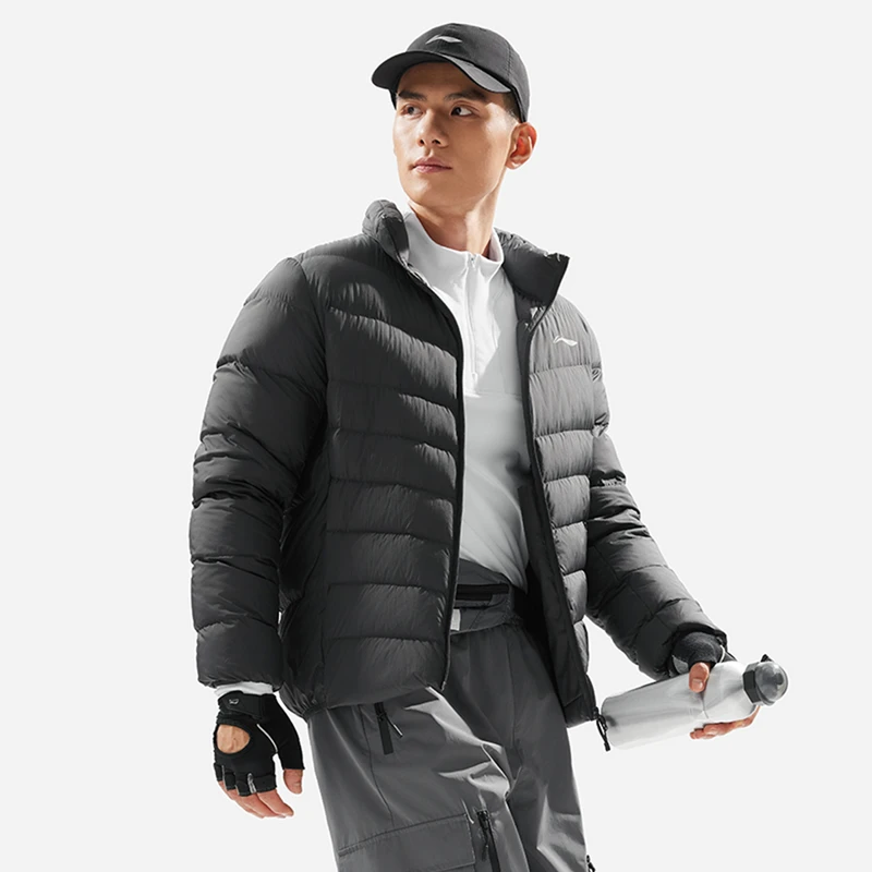 李宁羽绒服男2025新款立领短款保暖鸭绒运动百搭外套上衣AYMU091
