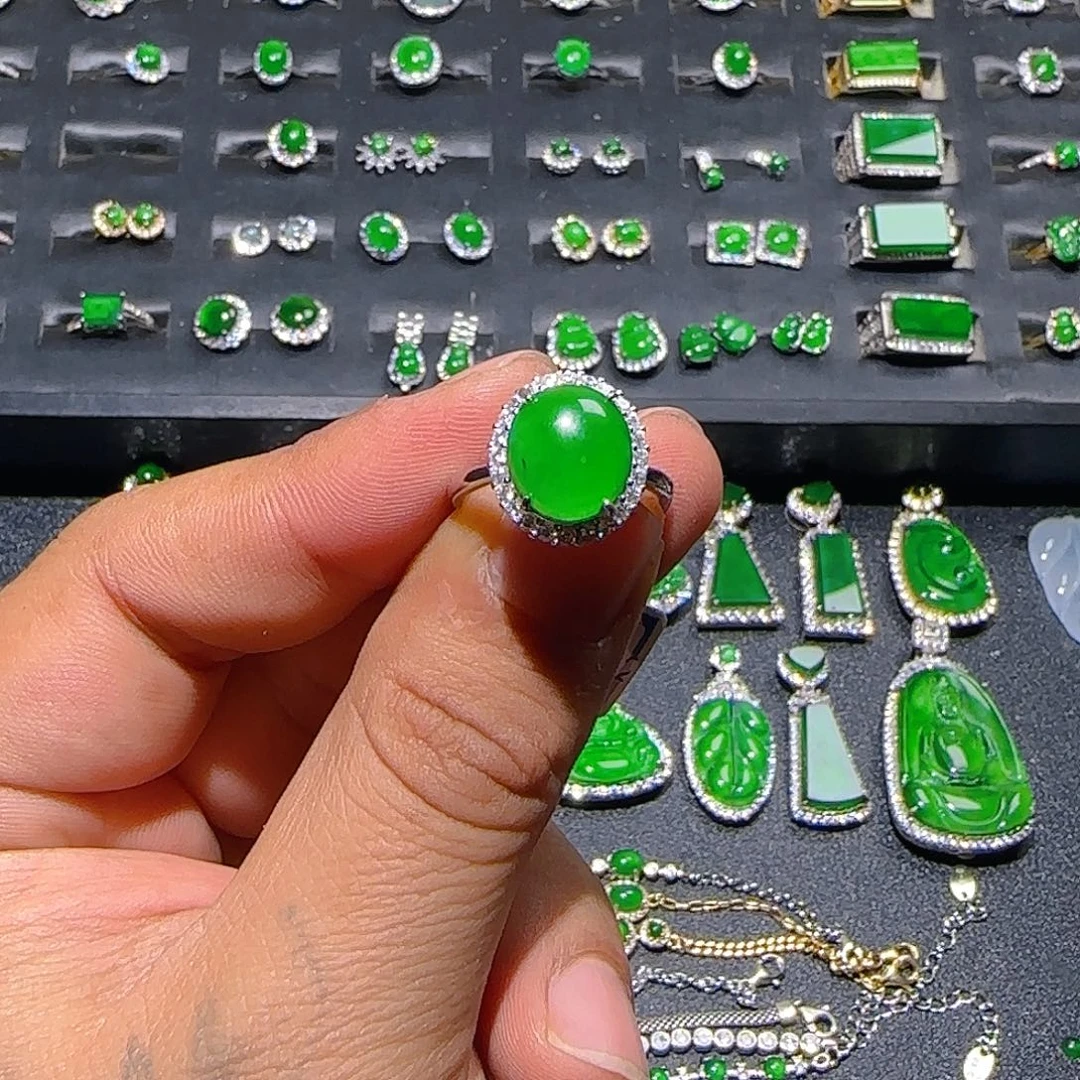 翡翠银S925镶嵌戒指