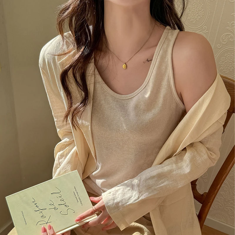 BM风棉打底背心女内搭夏季新款慵懒风吊带修身百搭通勤无袖上衣