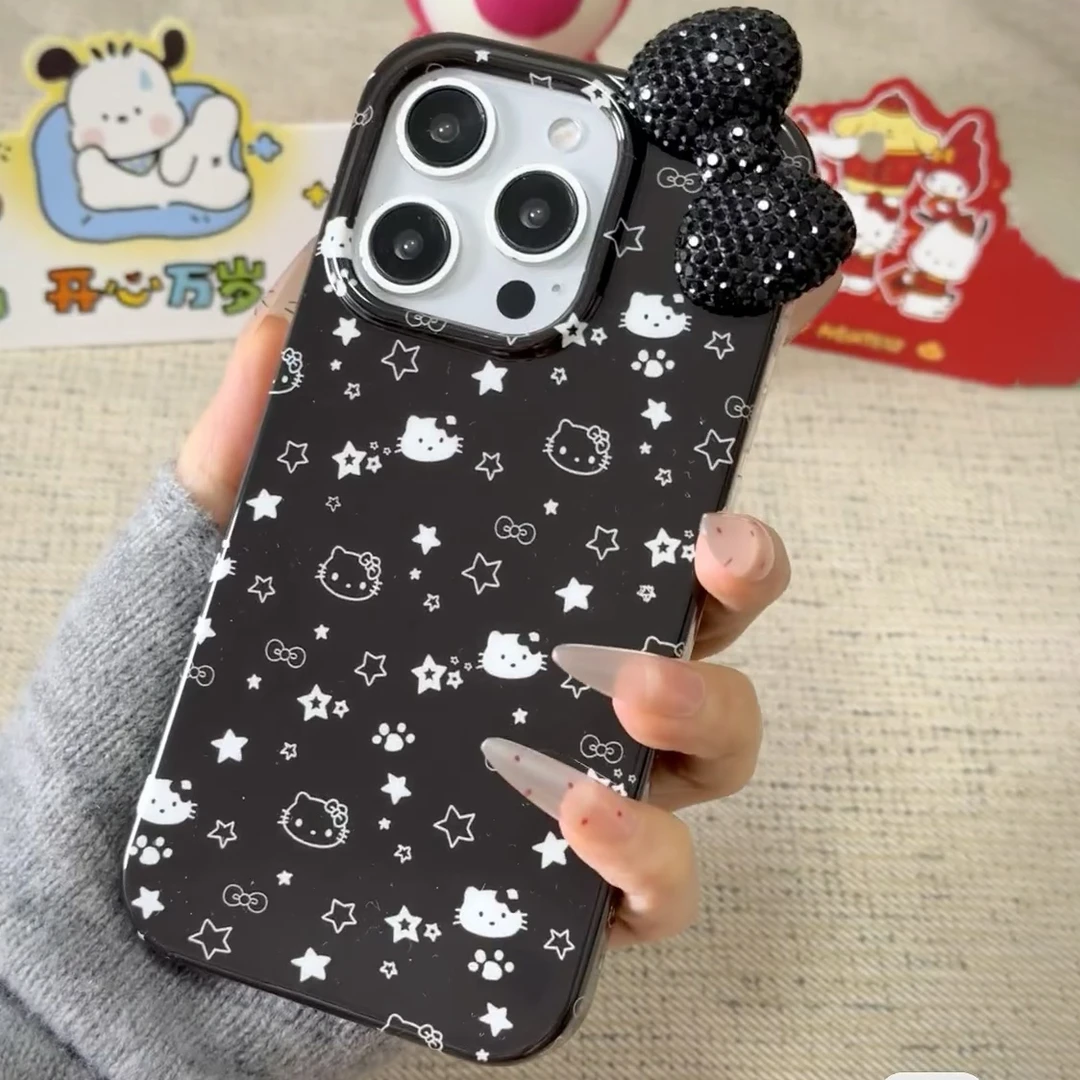 满钻蝴蝶结KT可爱iPhone16ProMax适用苹果手机壳15/13/12/14xr