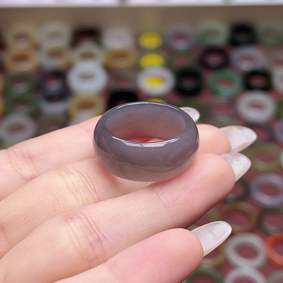 和田玉戒指未镶嵌17.8暮山紫