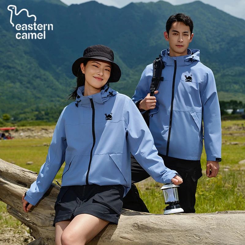 东方骆驼单层冲锋衣男女同款时尚潮牌单冲纯色夹克软壳上衣情侣