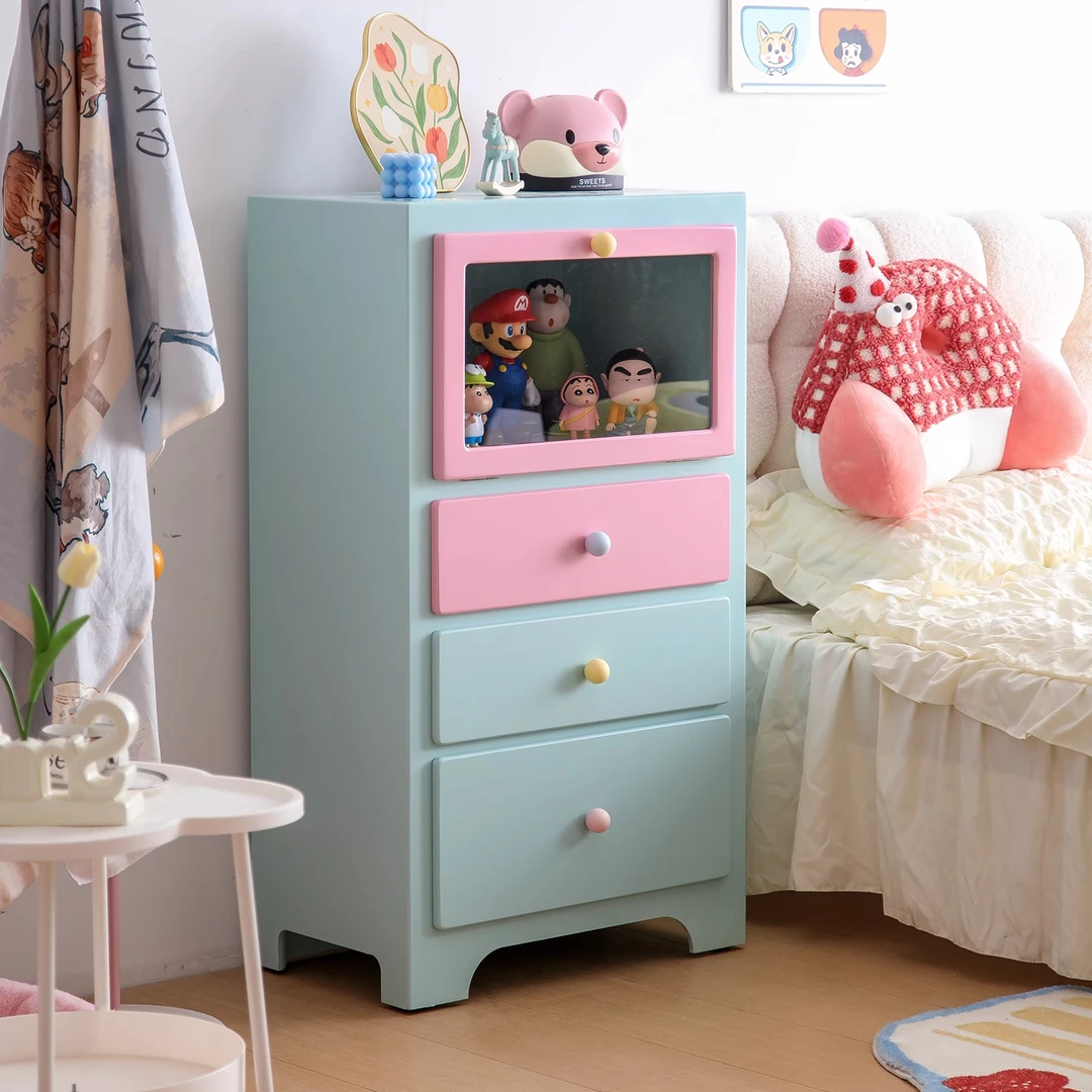 多巴胺3斗柜手工彩绘斗柜收纳家用简易抽屉式整装整理柜落地客厅