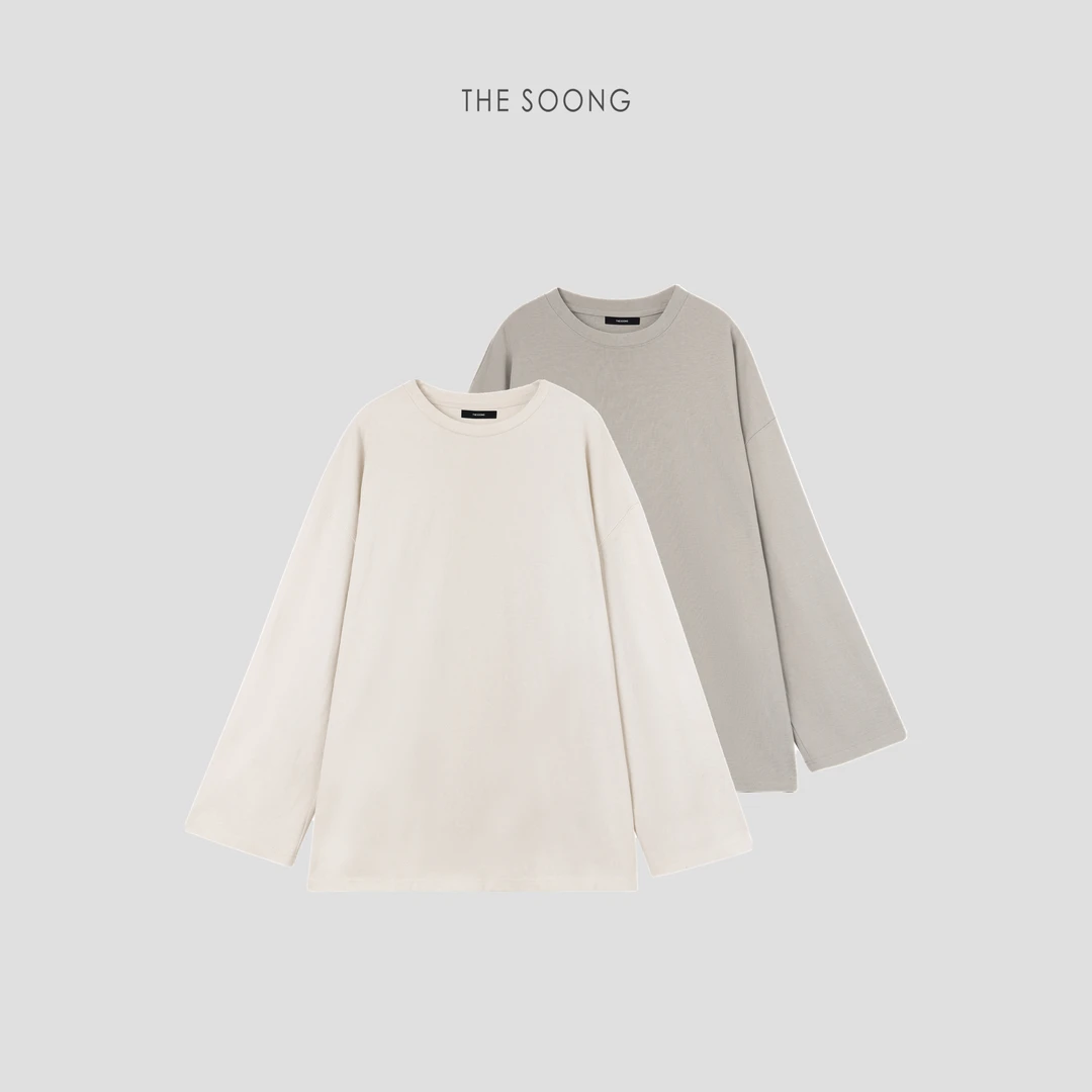 THESOONG|‘爆炸好穿屁帘T’定染系列极简舒适肌理长袖大版上衣6124