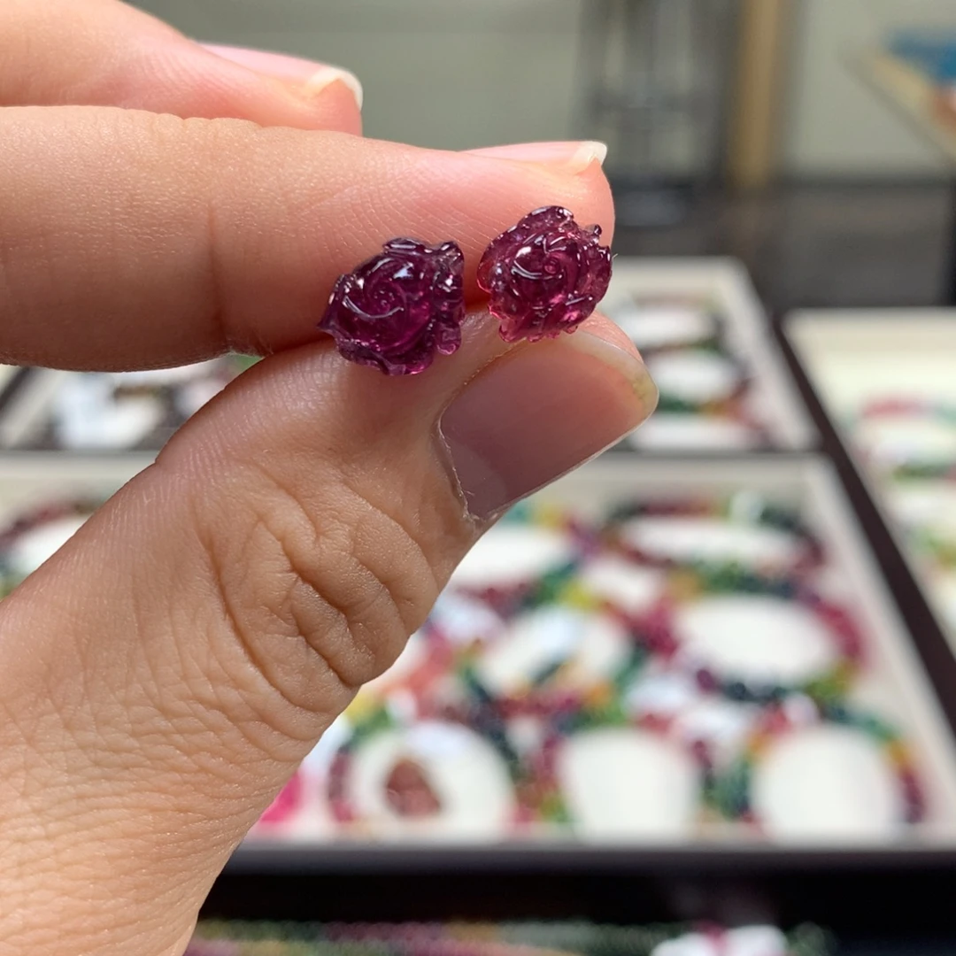 银S925镶嵌碧玺耳饰定制耳钉不退换