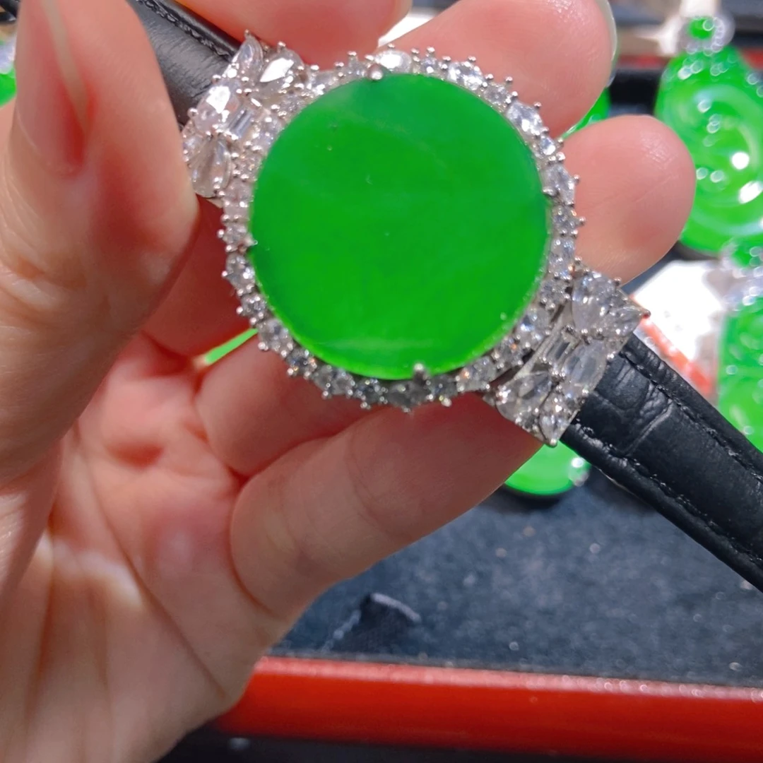 翡翠银S925镶嵌吊坠(不含链)