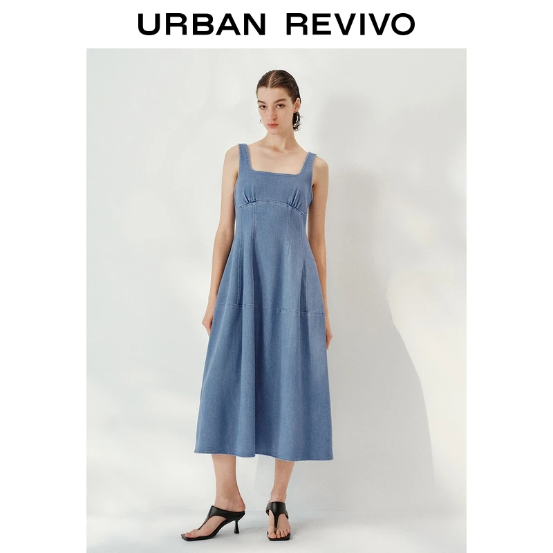 UR2025秋季新款女装丹宁回潮收腰水洗牛仔连衣裙UWM850239