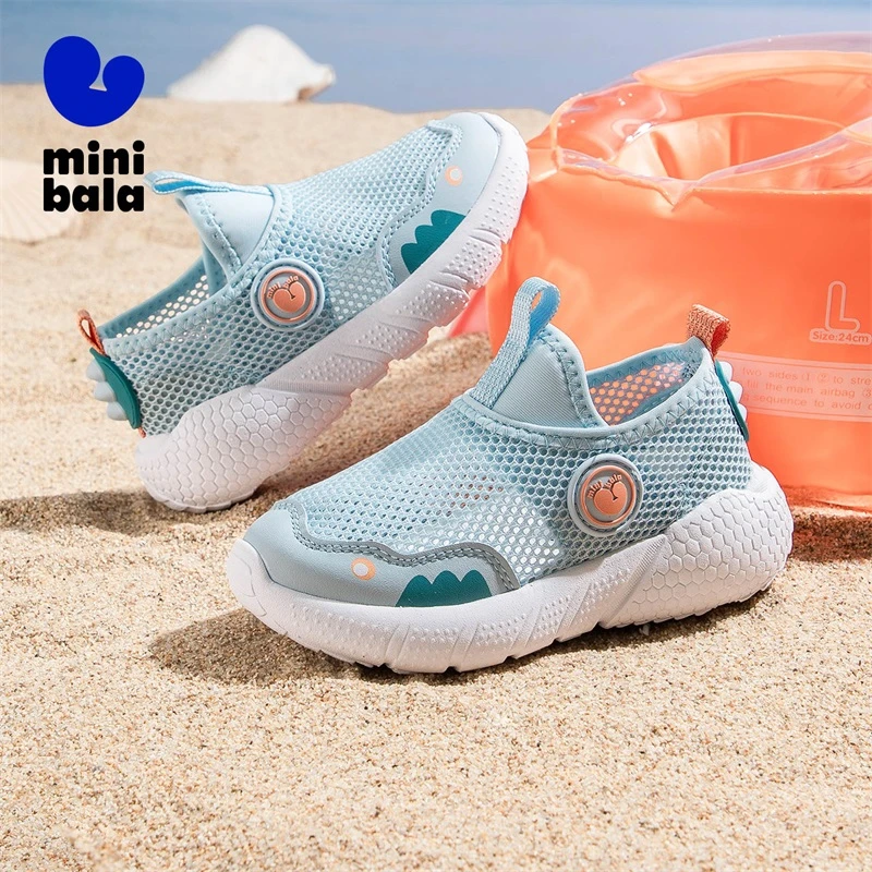 迷你巴拉巴拉夏季新款儿童透气网面机能鞋子男童轻便运动鞋一脚蹬