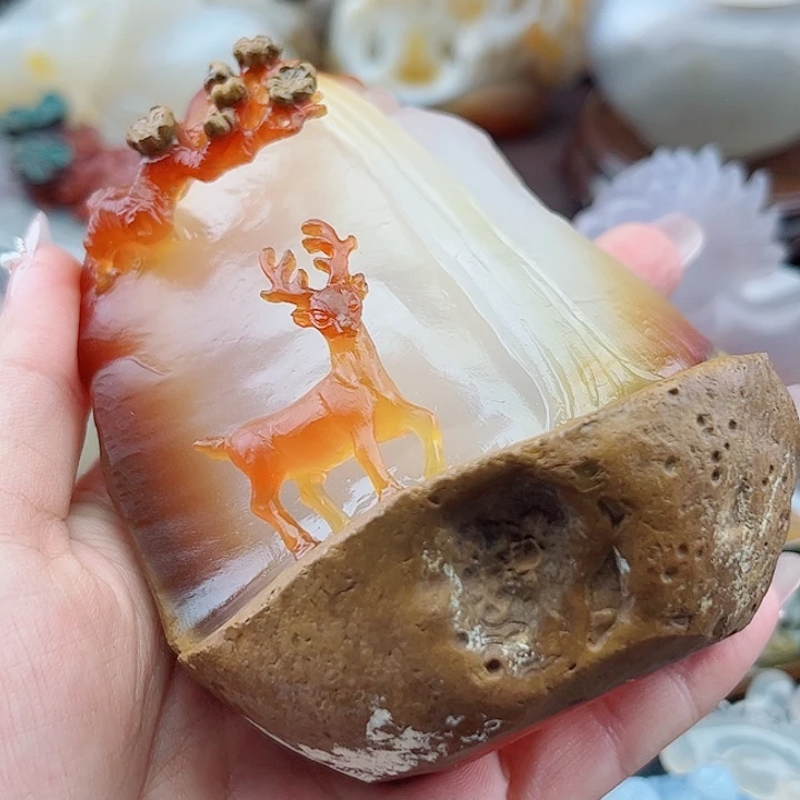 红***缘玛瑙未镶嵌手饰吊坠