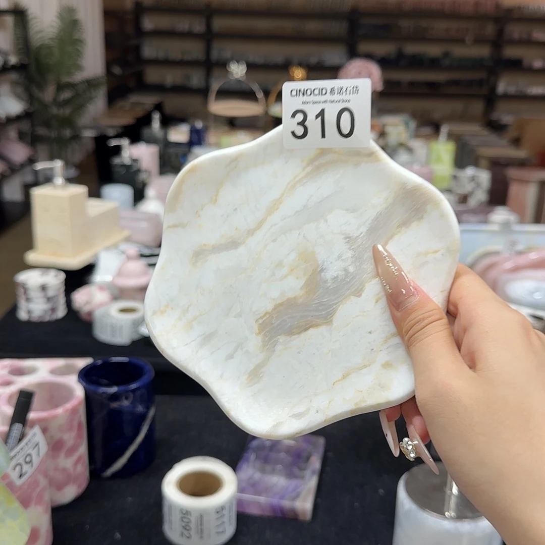 310凤白玉花朵盘福利