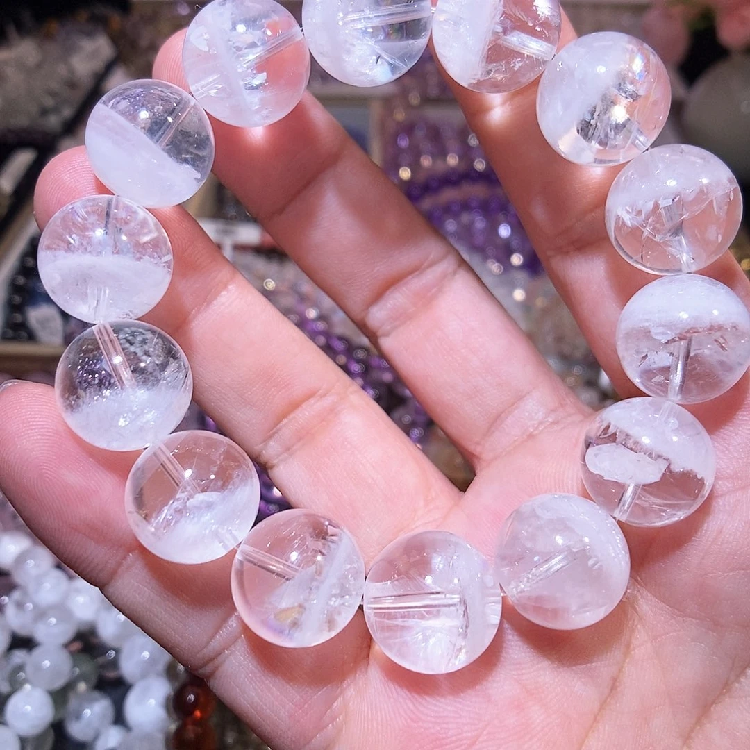 未镶嵌手链水晶白幽灵15.5mm