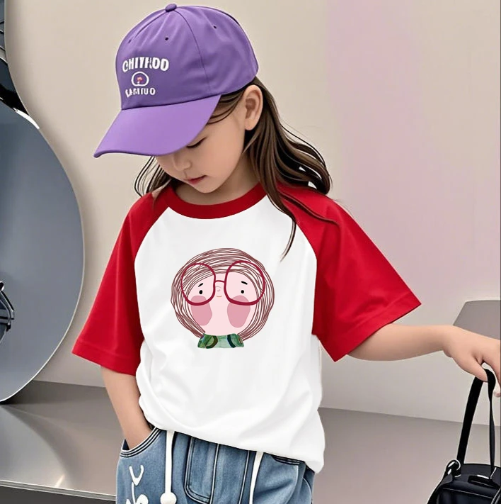 2025新款儿童小女孩夏装中小童女孩纯棉短袖T恤插肩上衣女童夏季