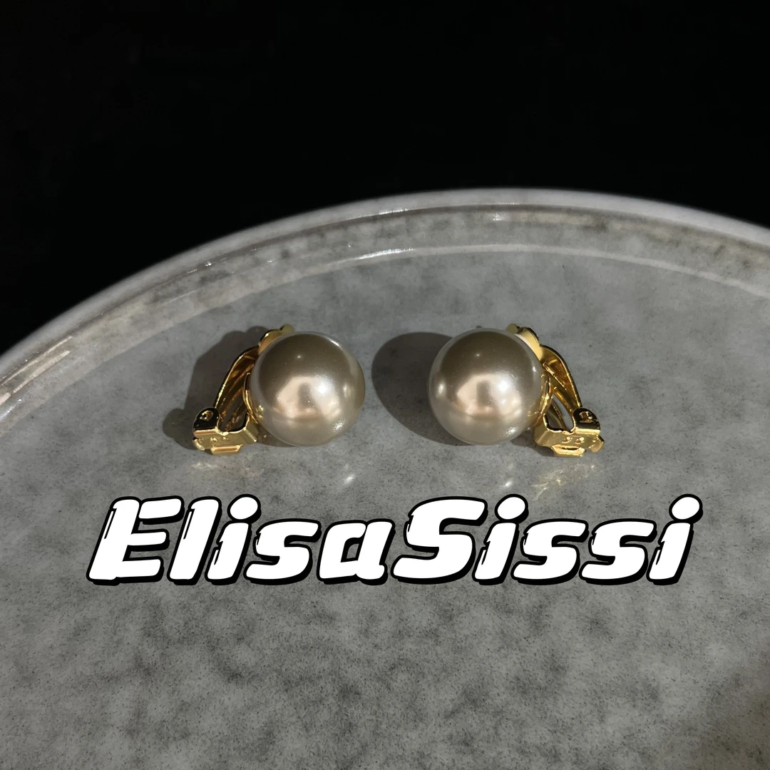 锌合金仿珍珠耳饰 灰色珍珠高级感轻奢饰品小众女款耳夹