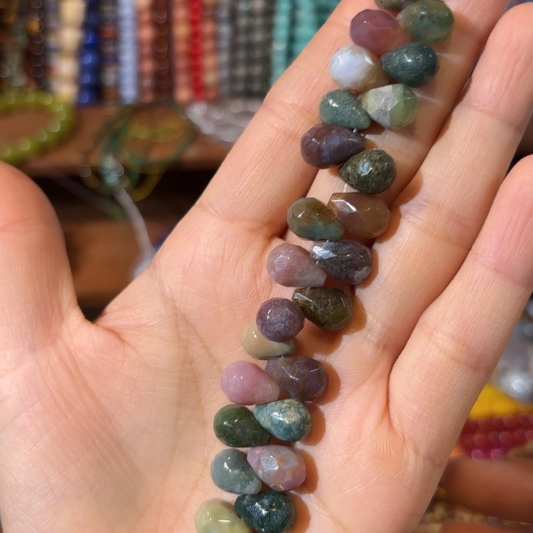 玛瑙/玉髓未镶嵌珠宝半成品海洋玛瑙水滴8-12一条
