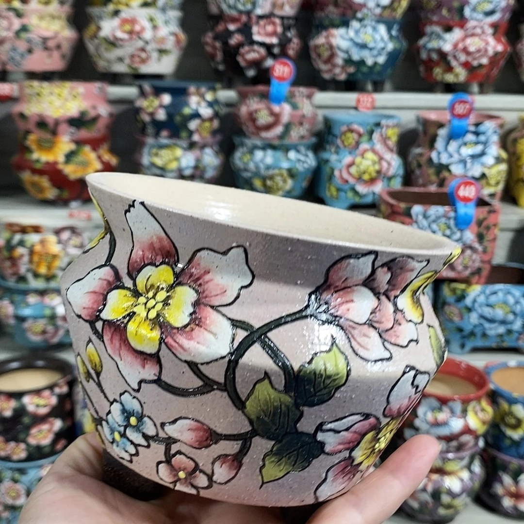 景德镇精品暮年花盆12/10.5