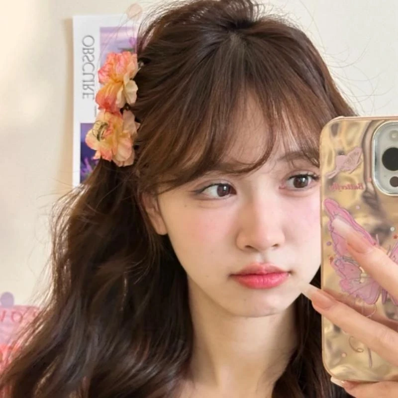 干枯玫瑰花朵小抓夹森系百搭气质发夹女后脑勺超仙盘发鲨鱼夹发饰