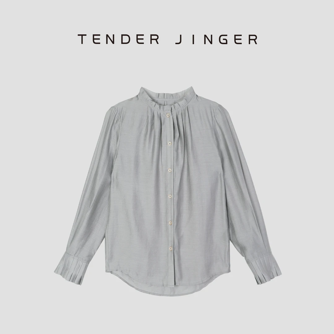 Tender Jinger【黑标】木耳边复古立领长袖衬衫T51TG80319