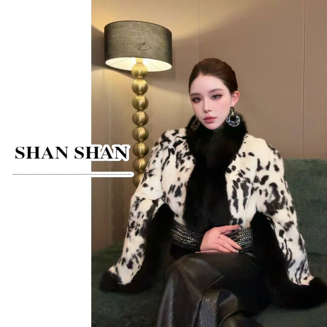 SS姗姗 秋冬高级时尚雪豹设计师狐狸毛皮草外套 51170486-5859