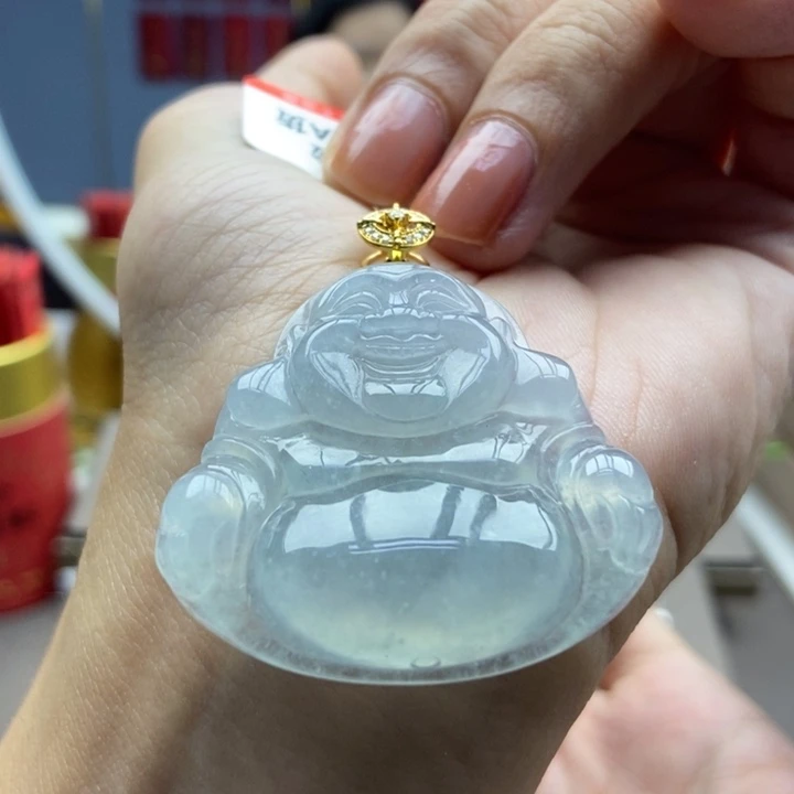 翡翠18K金镶嵌颈饰吊坠37