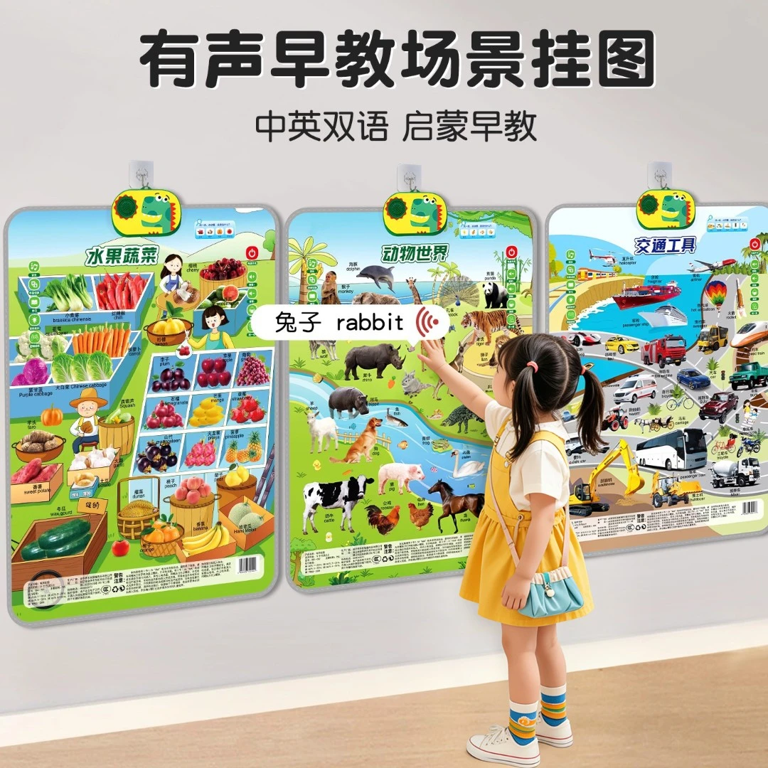 有声早教挂图婴幼儿认知卡片儿童拼音字母表墙贴宝宝学习识字神器