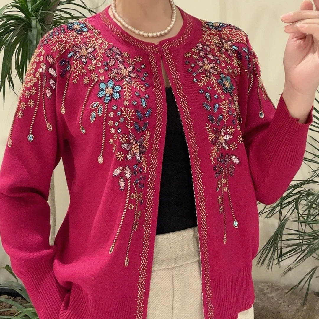 2025新款杭州正品精品重工刺绣串珠气质开衫